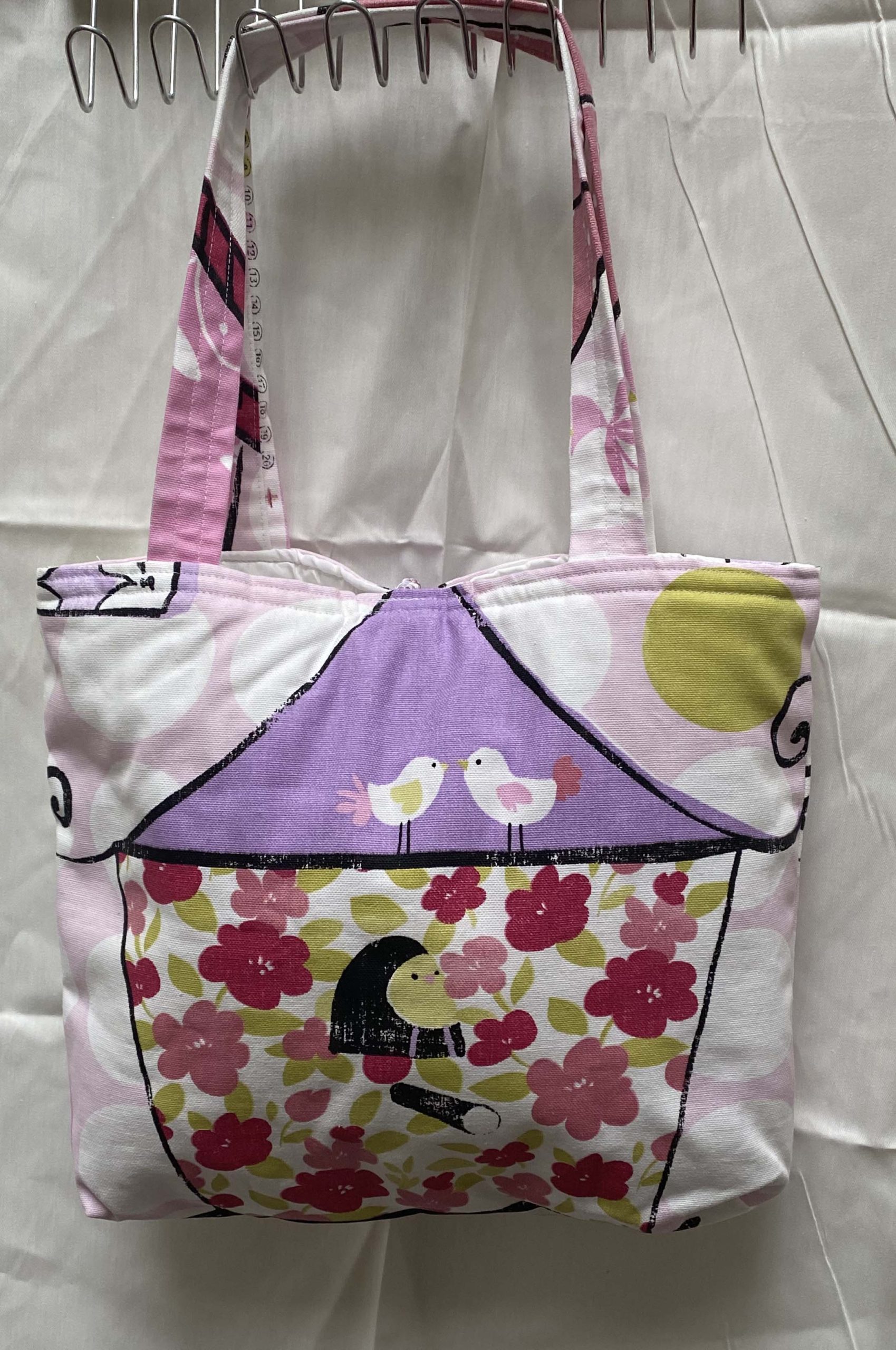 Cute Handmade tote bag, soft feel, spring/summer birds