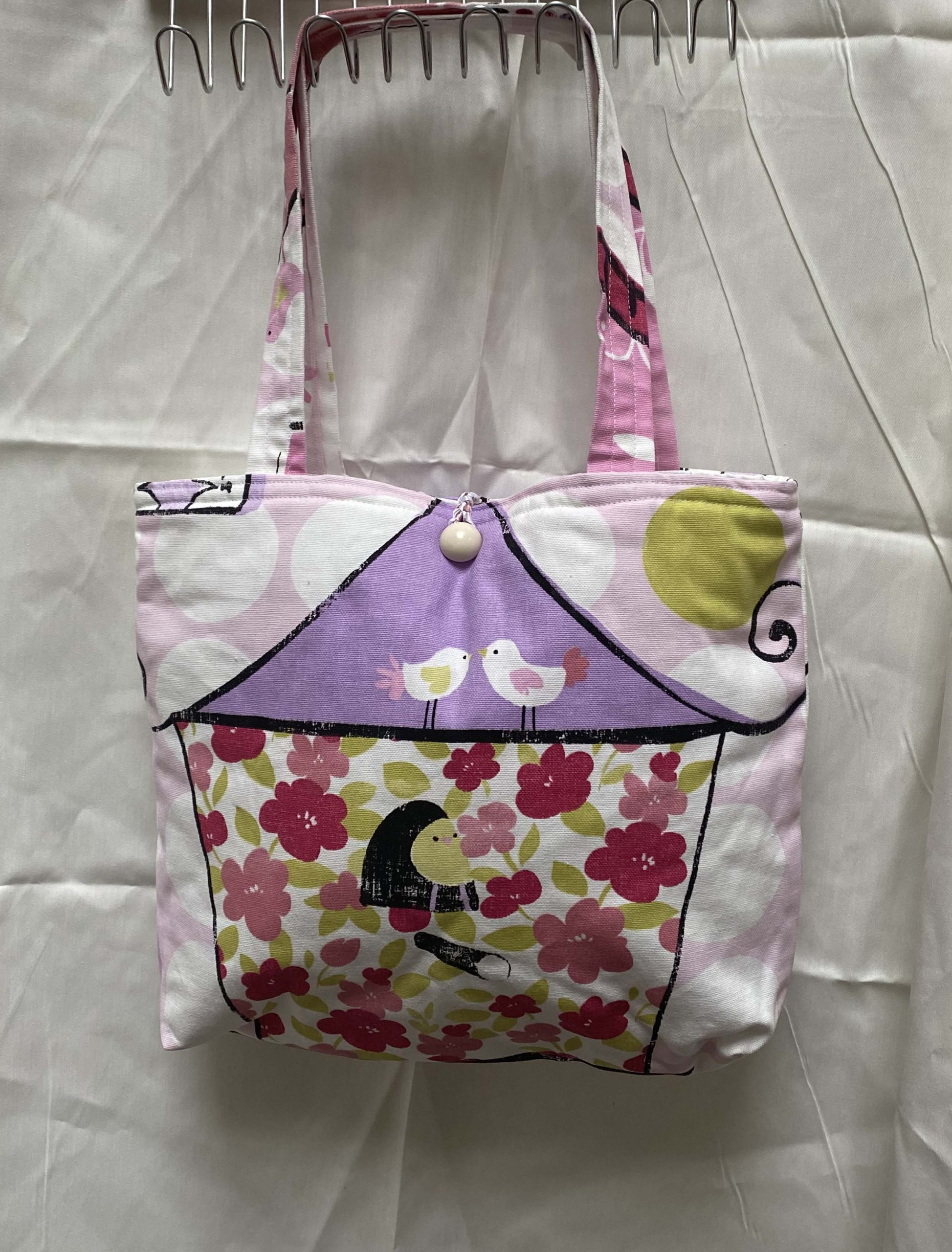 Cute Handmade tote bag, soft feel, spring/summer birds