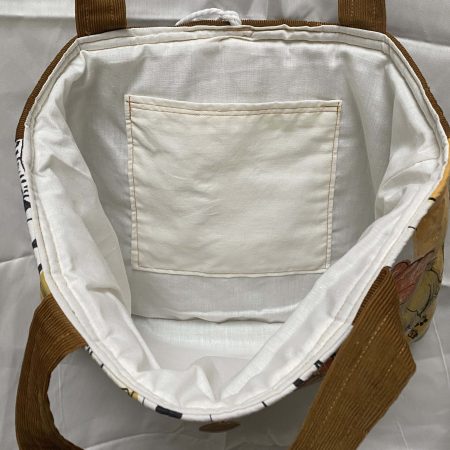 Handmade tote bag, soft feel, front picture in summery colours