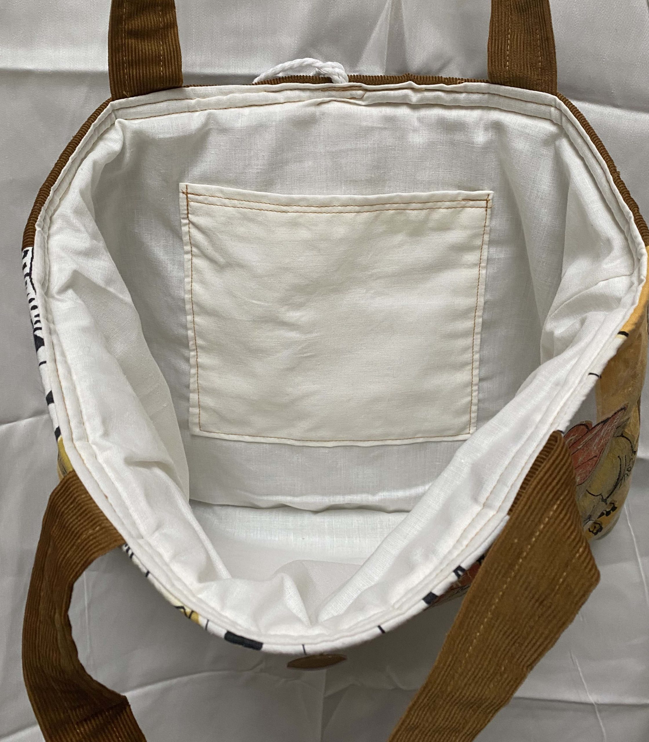 Handmade tote bag, soft feel, front picture in summery colours