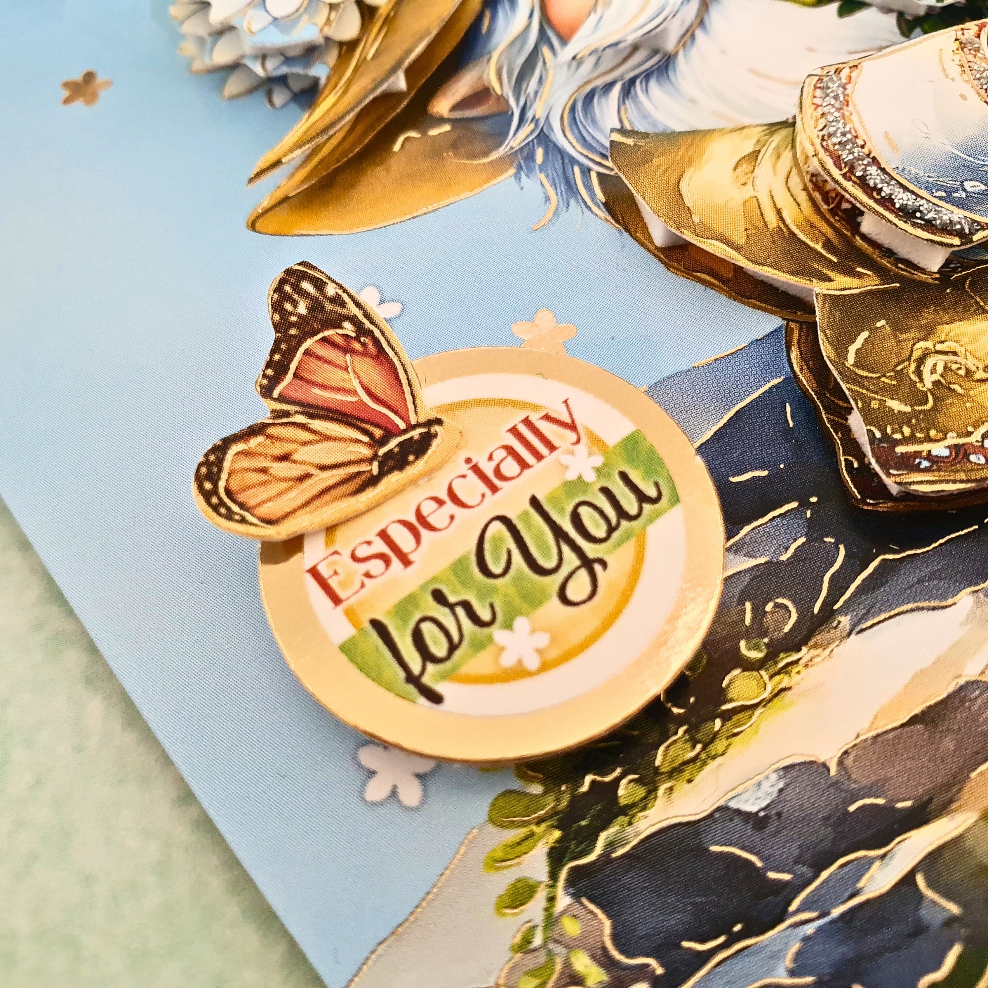 Get Well Soon Card In A Box, Gonk Decoupaged Card For A Gnome Lover, Boxed Gnome Card