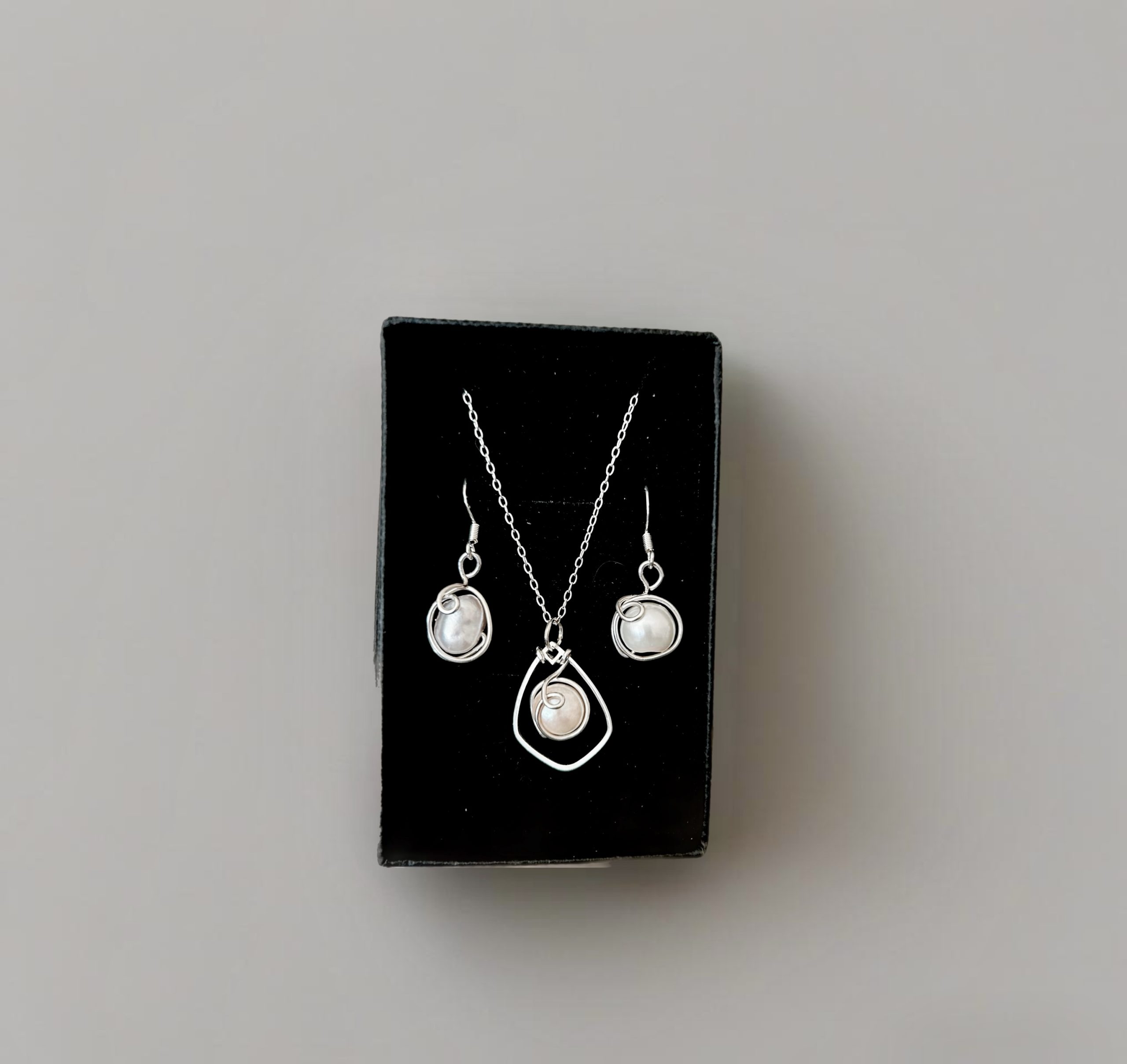 Sterling Silver Baroque Freshwater Pearl Necklace & Earrings Set - Image 2
