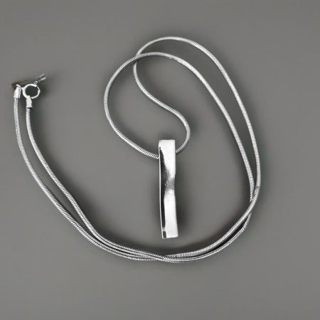 Sterling Silver Waved Bar Necklace