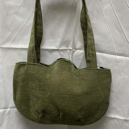 Hand made bag, soft feel, green velvety fabric