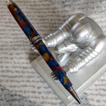 Euro twist ballpoint pen in multicoloured acrylic with chrome fittings