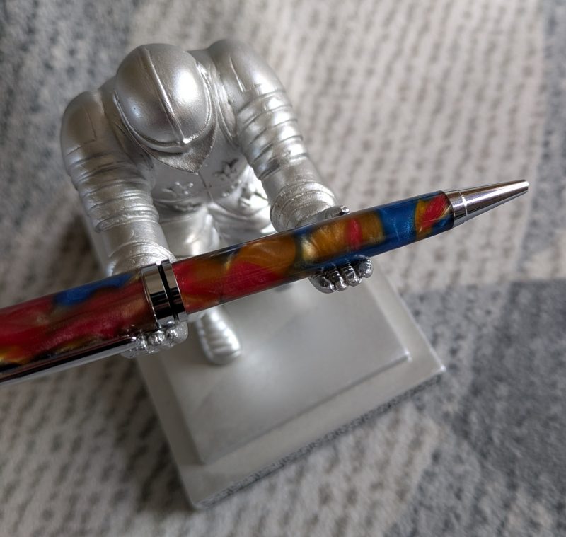 Euro twist ballpoint pen in multicoloured acrylic with chrome fittings