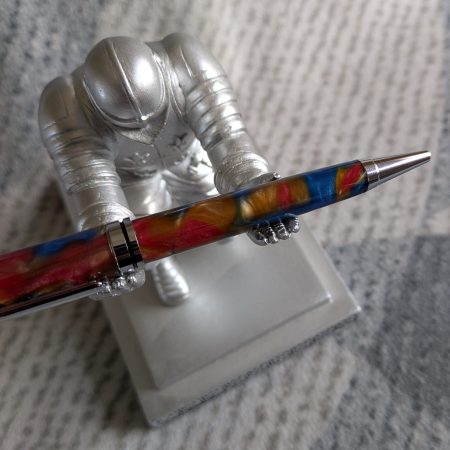 Euro twist ballpoint pen in multicoloured acrylic with chrome fittings