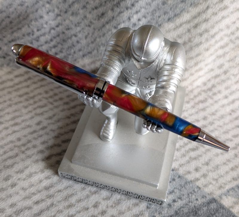 Euro twist ballpoint pen in multicoloured acrylic with chrome fittings