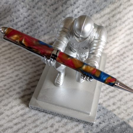 Euro twist ballpoint pen in multicoloured acrylic with chrome fittings