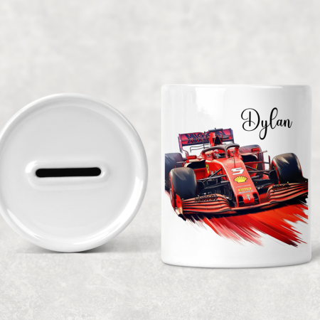 Personalised Red Racing Car Money Box