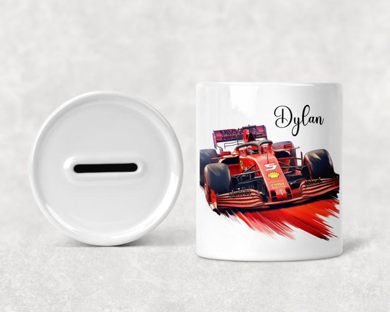 Personalised Red Racing Car Money Box