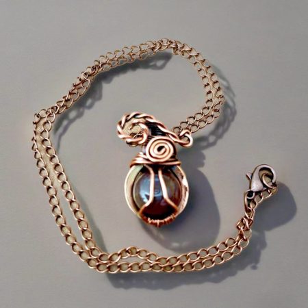 Oxidised Copper Semi Precious Aventurine Pendant Necklace - Stunning - 16” Chain