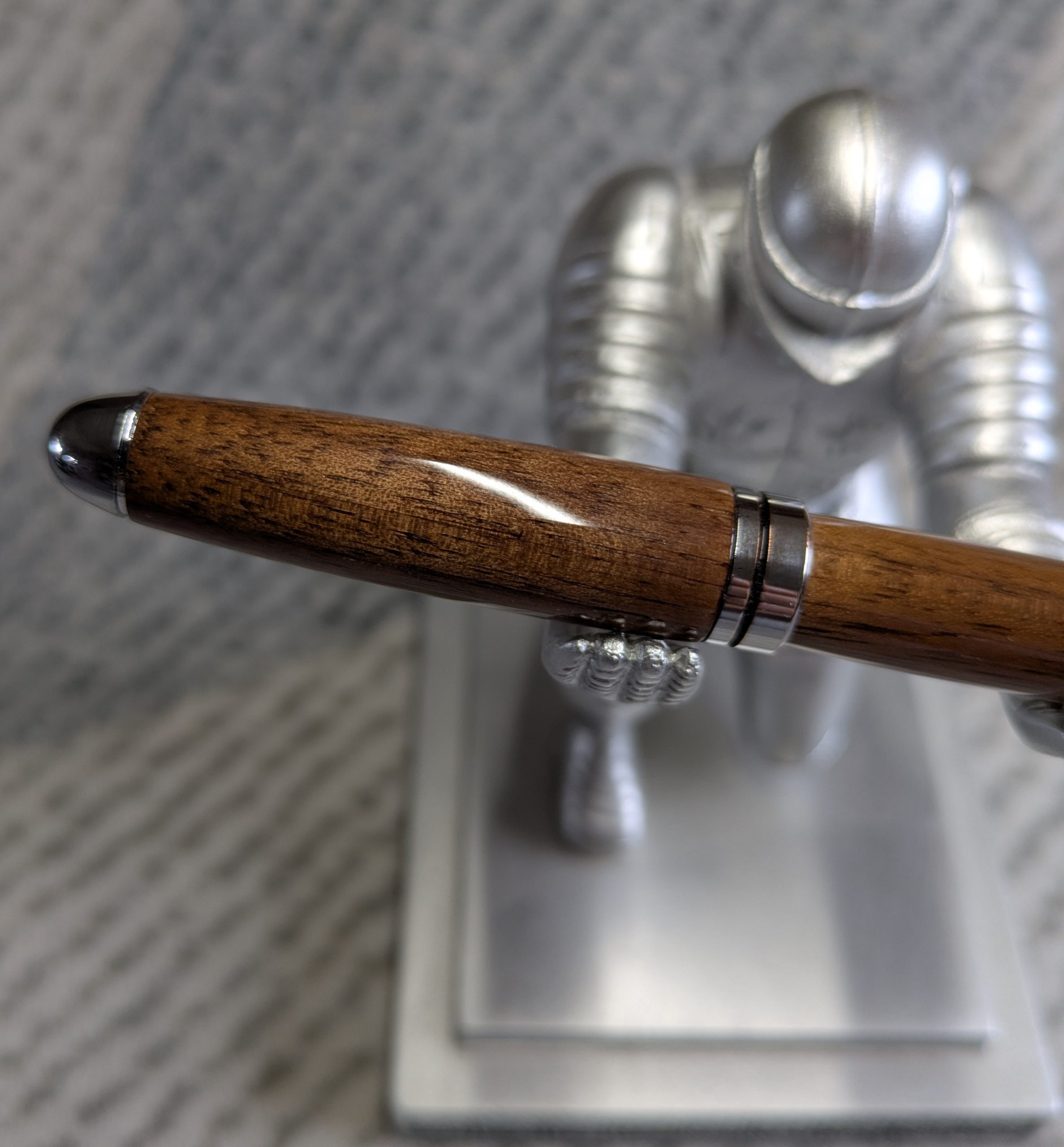 Euro twist wooden ballpoint pen made from walnut with shiny chrome fittings