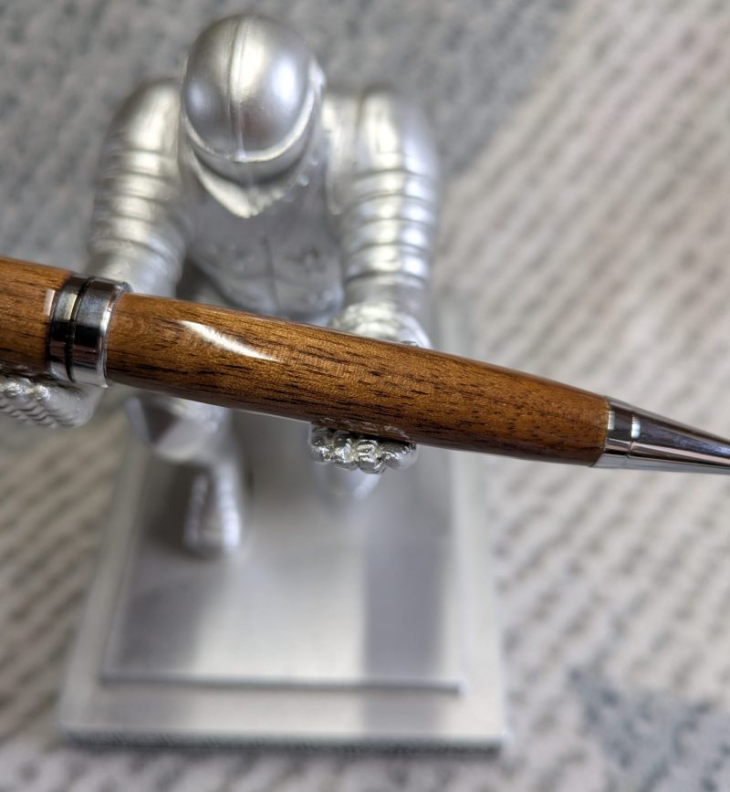 Euro twist wooden ballpoint pen made from walnut with shiny chrome fittings