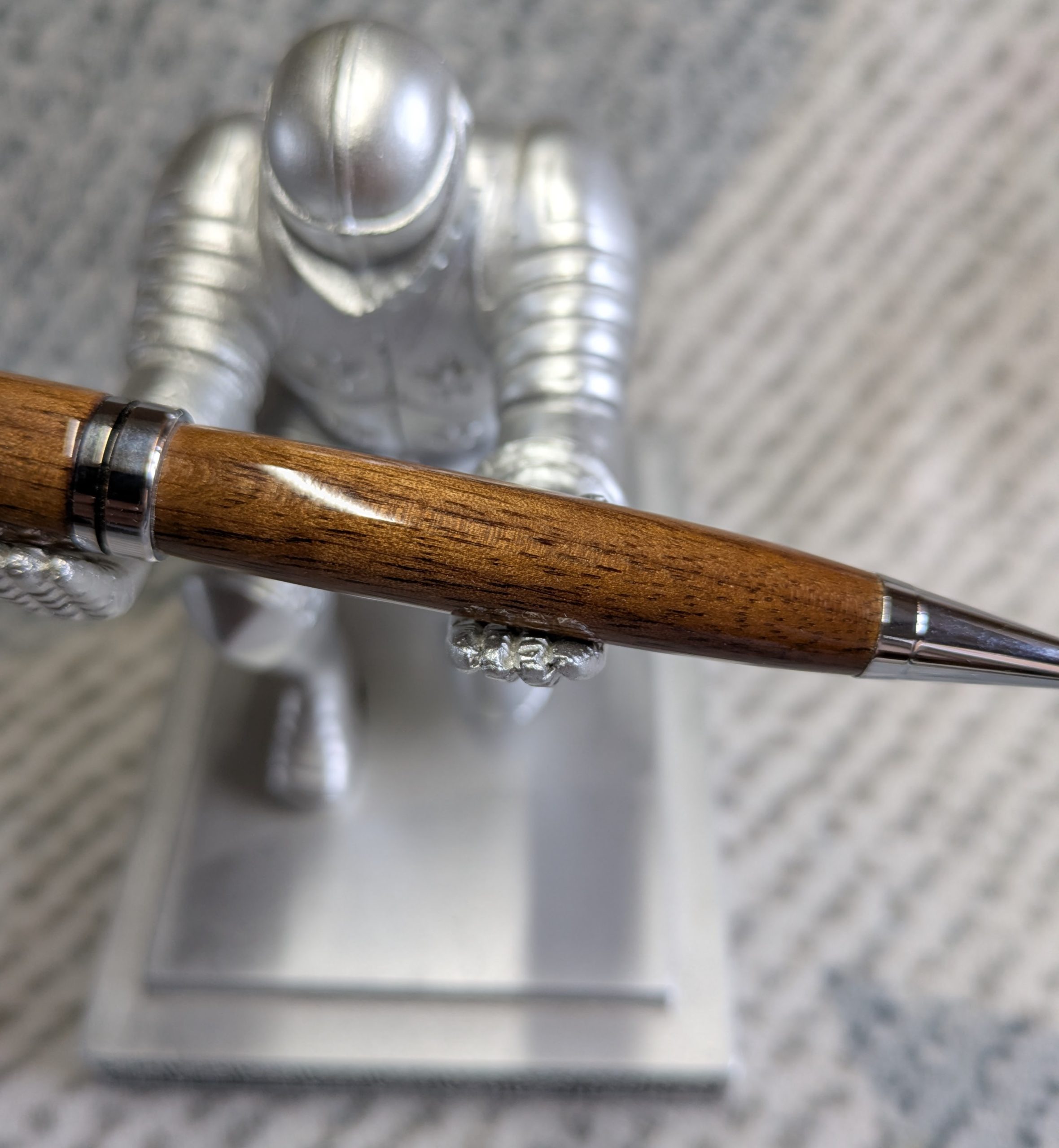Euro twist wooden ballpoint pen made from walnut with shiny chrome fittings