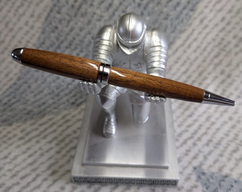 Euro twist wooden ballpoint pen made from walnut with shiny chrome fittings