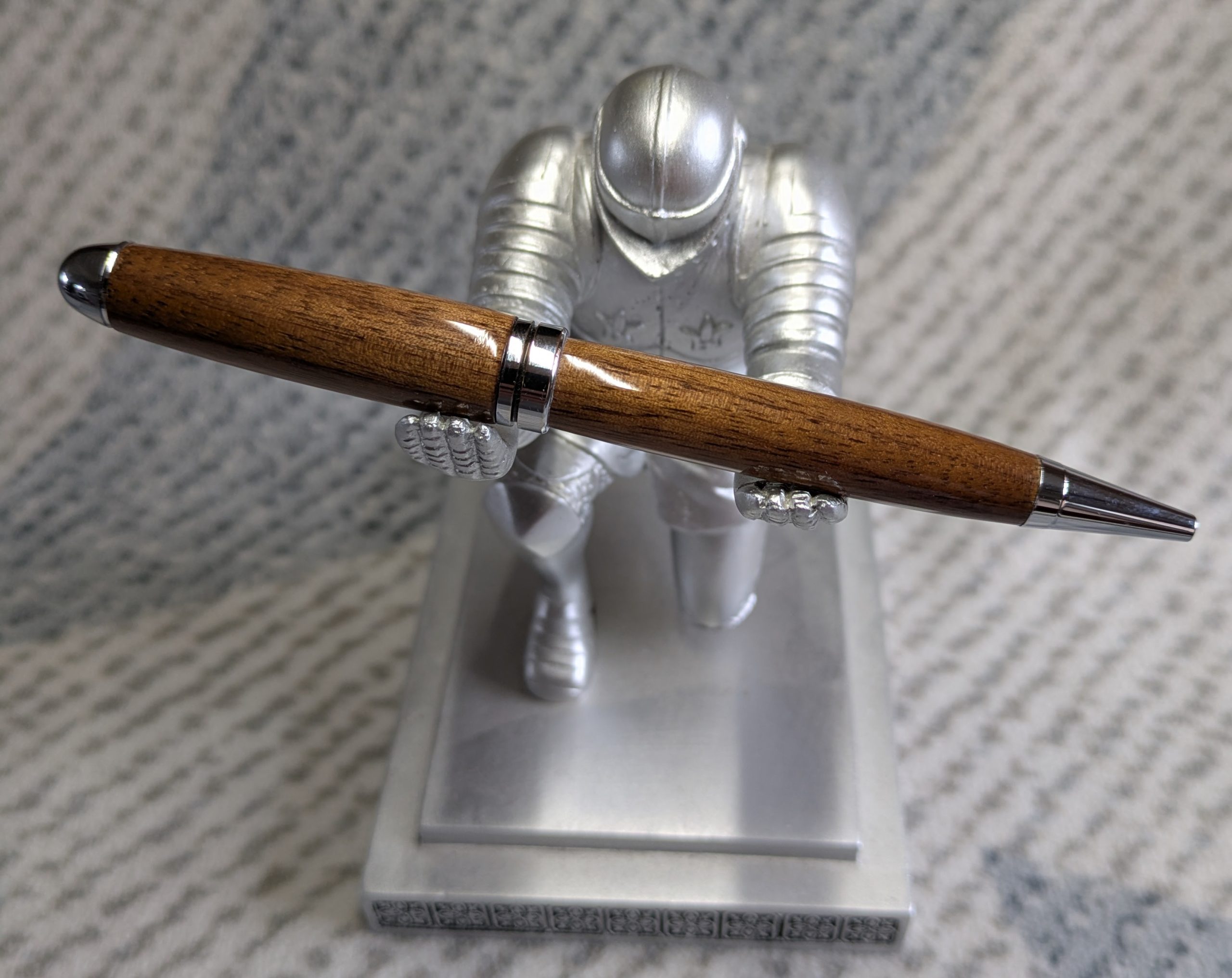 Euro twist wooden ballpoint pen made from walnut with shiny chrome fittings