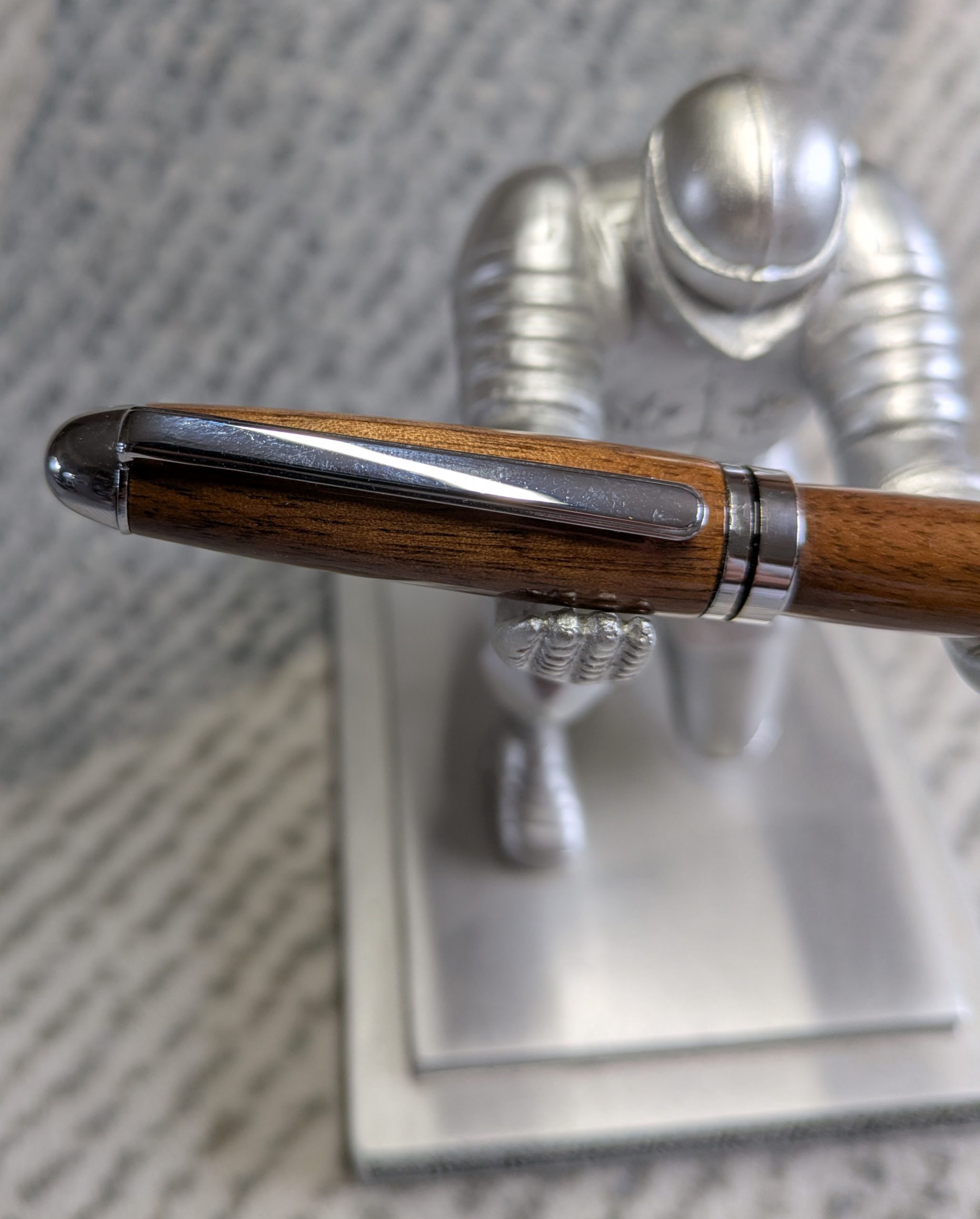 Euro twist wooden ballpoint pen made from walnut with shiny chrome fittings