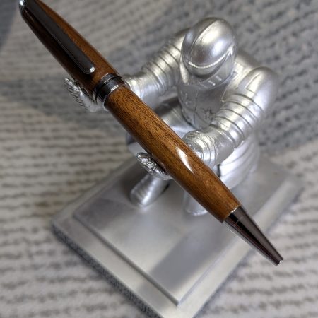 Euro twist wooden ballpoint pen made from walnut with shiny chrome fittings