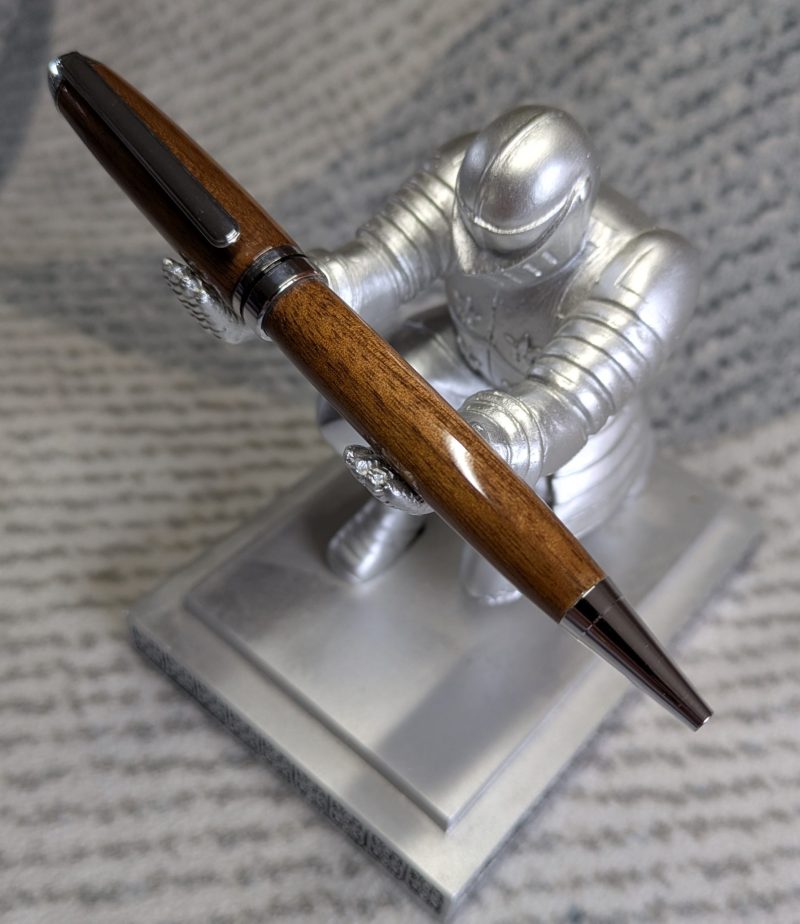 Euro twist wooden ballpoint pen made from walnut with shiny chrome fittings