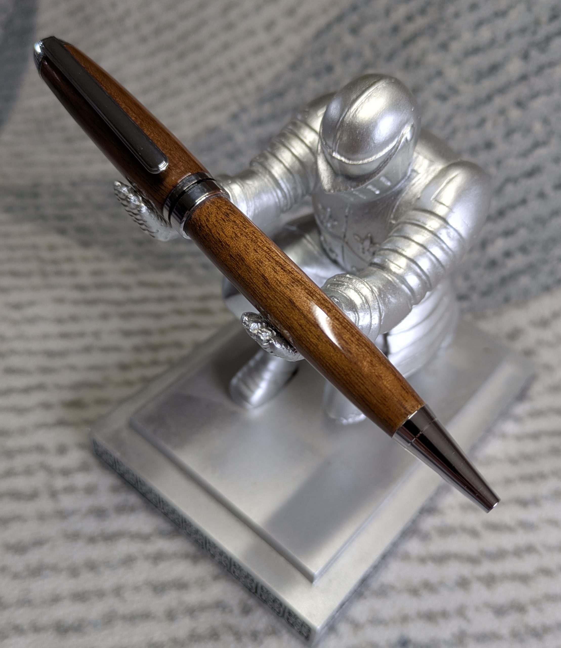 Euro twist wooden ballpoint pen made from walnut with shiny chrome fittings