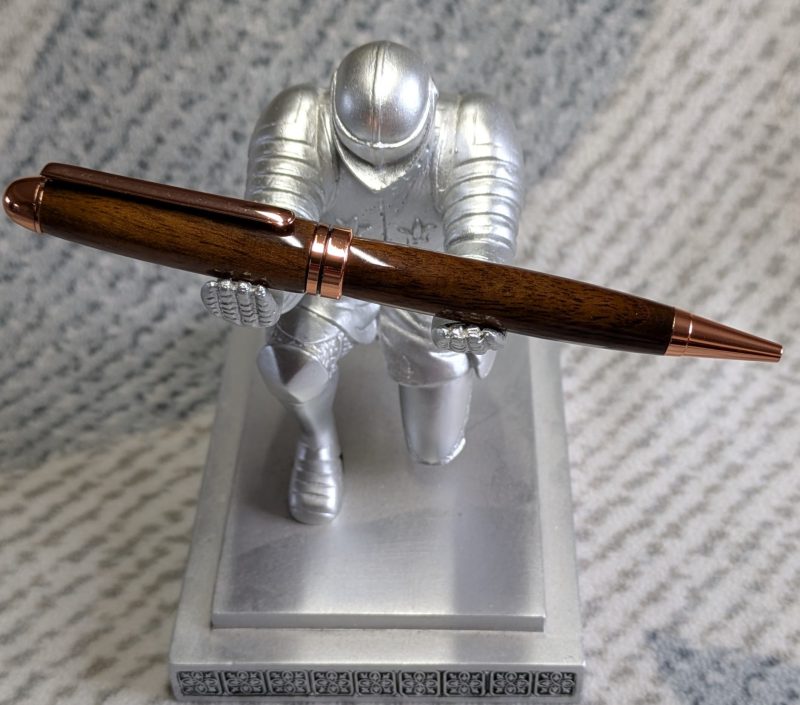 Euro twist wooden ballpoint pen made from walnut with rose gold coloured fittings