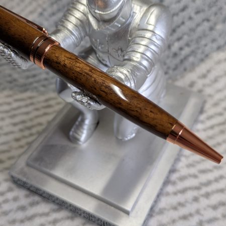 Euro twist wooden ballpoint pen made from walnut with rose gold coloured fittings