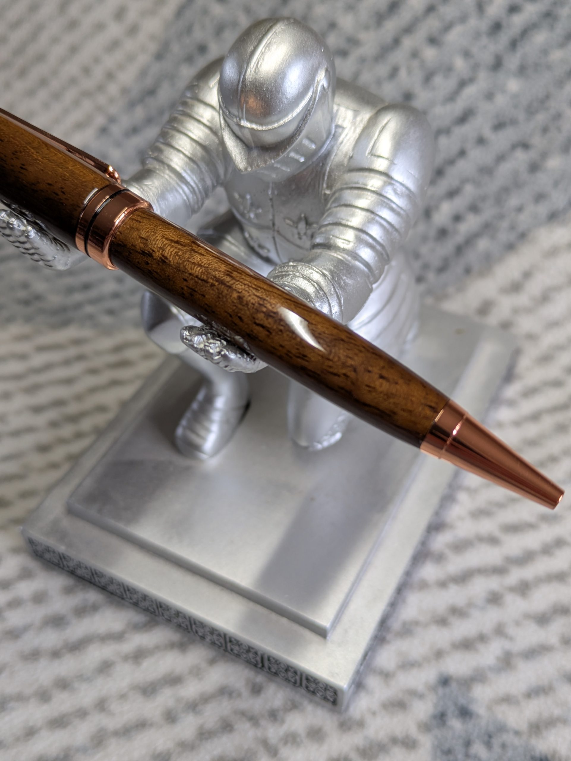 Euro twist wooden ballpoint pen made from walnut with rose gold coloured fittings