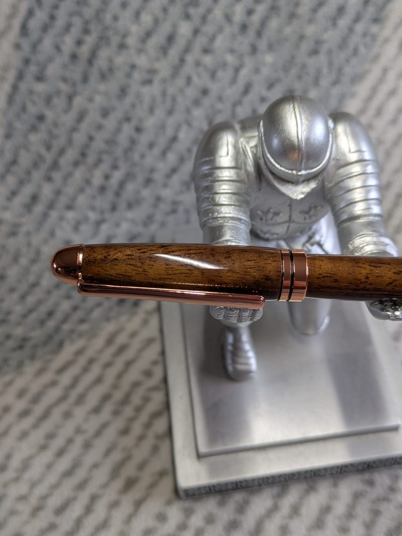 Euro twist wooden ballpoint pen made from walnut with rose gold coloured fittings