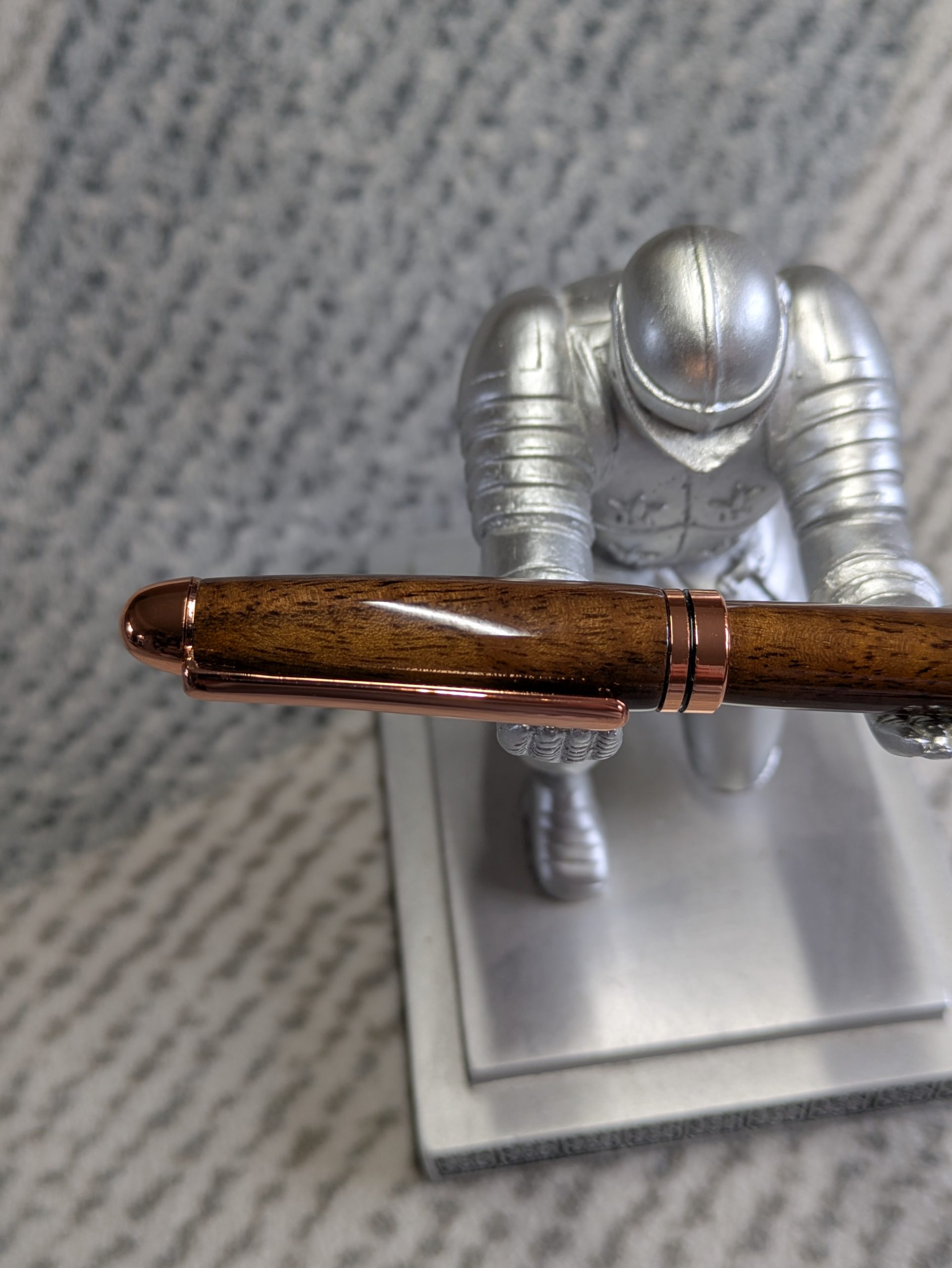 Euro twist wooden ballpoint pen made from walnut with rose gold coloured fittings