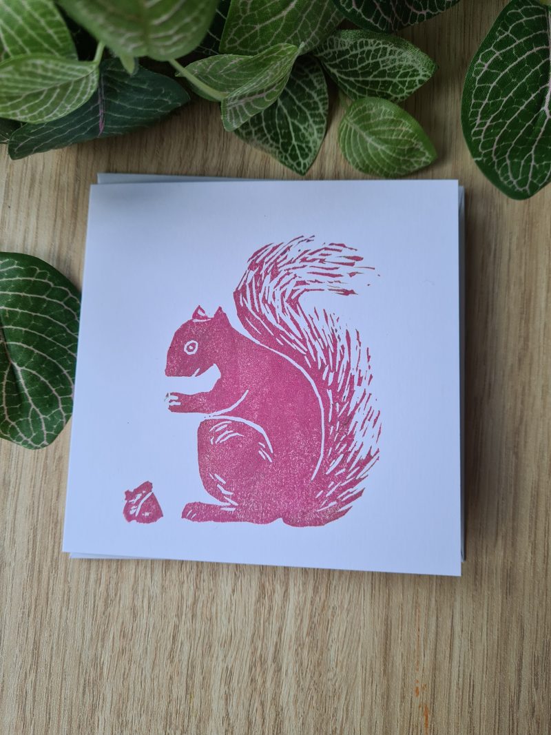 Set of 4 woodland design notecards handprinted