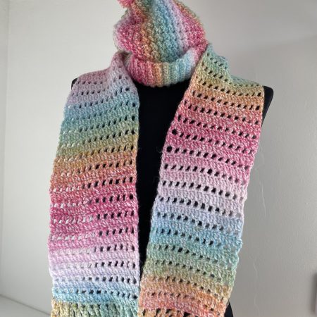 Hand crocheted kids scarf and hat set