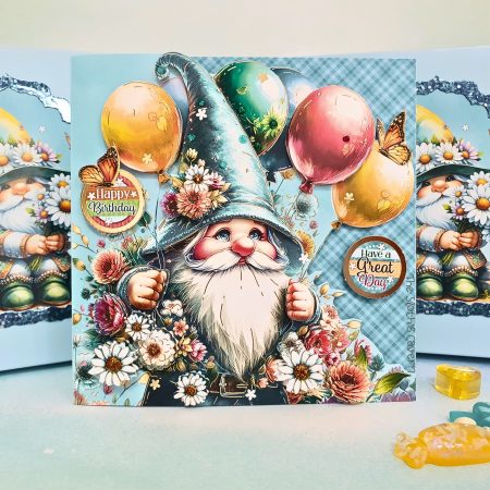 Gnome Birthday Card & Box, Decoupaged Card For A Gnome Lover, Boxed Birthday Card For Him