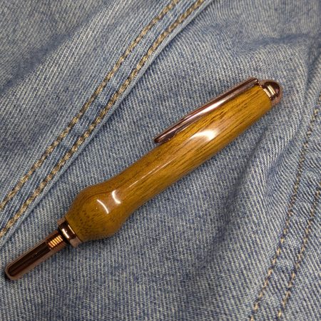Seam ripper-unpicker made from Iroko with rose gold fittings