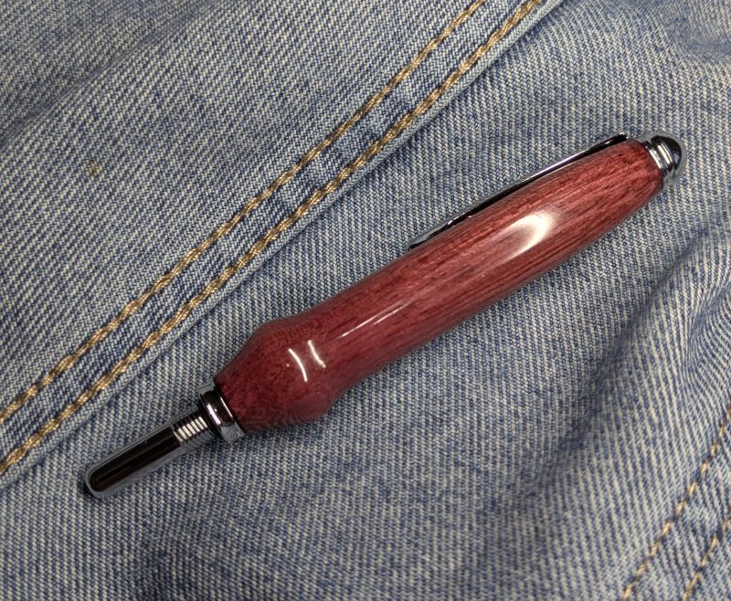 Seam ripper-unpicker made from purple heart with chrome fittings