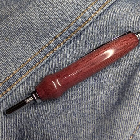 Seam ripper-unpicker made from purple heart with chrome fittings