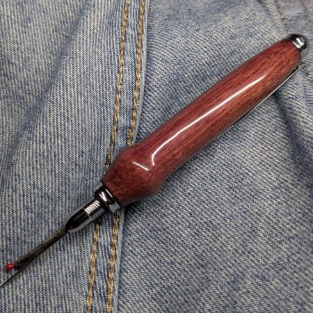 Seam ripper-unpicker made from purple heart with chrome fittings