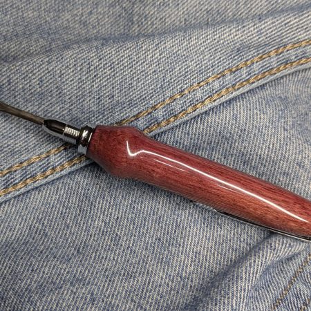 Seam ripper-unpicker made from purple heart with chrome fittings