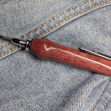 Seam ripper-unpicker made from purple heart with chrome fittings