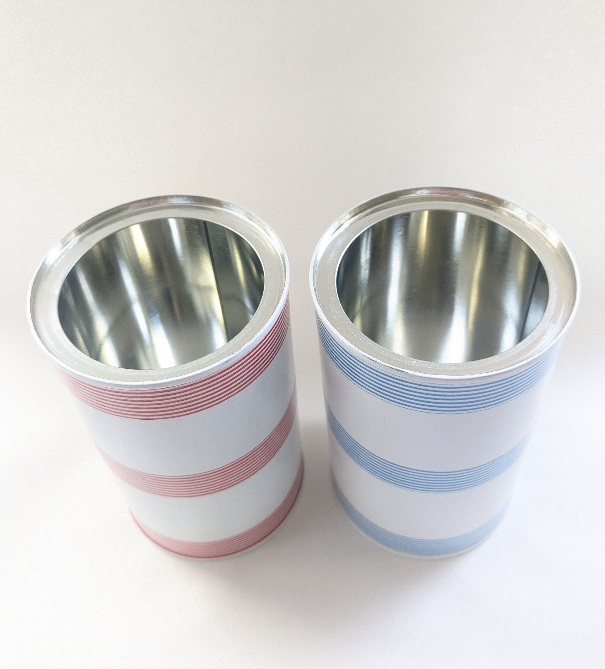 Striped storage tin. Upcycled, hand decorated