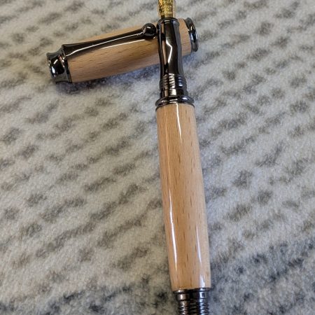 Wooden Omega-style fountain Pen Made from beech wood, with gun metal fittings