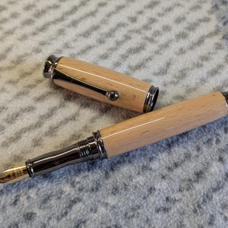 Wooden Omega-style fountain Pen Made from beech wood, with gun metal fittings