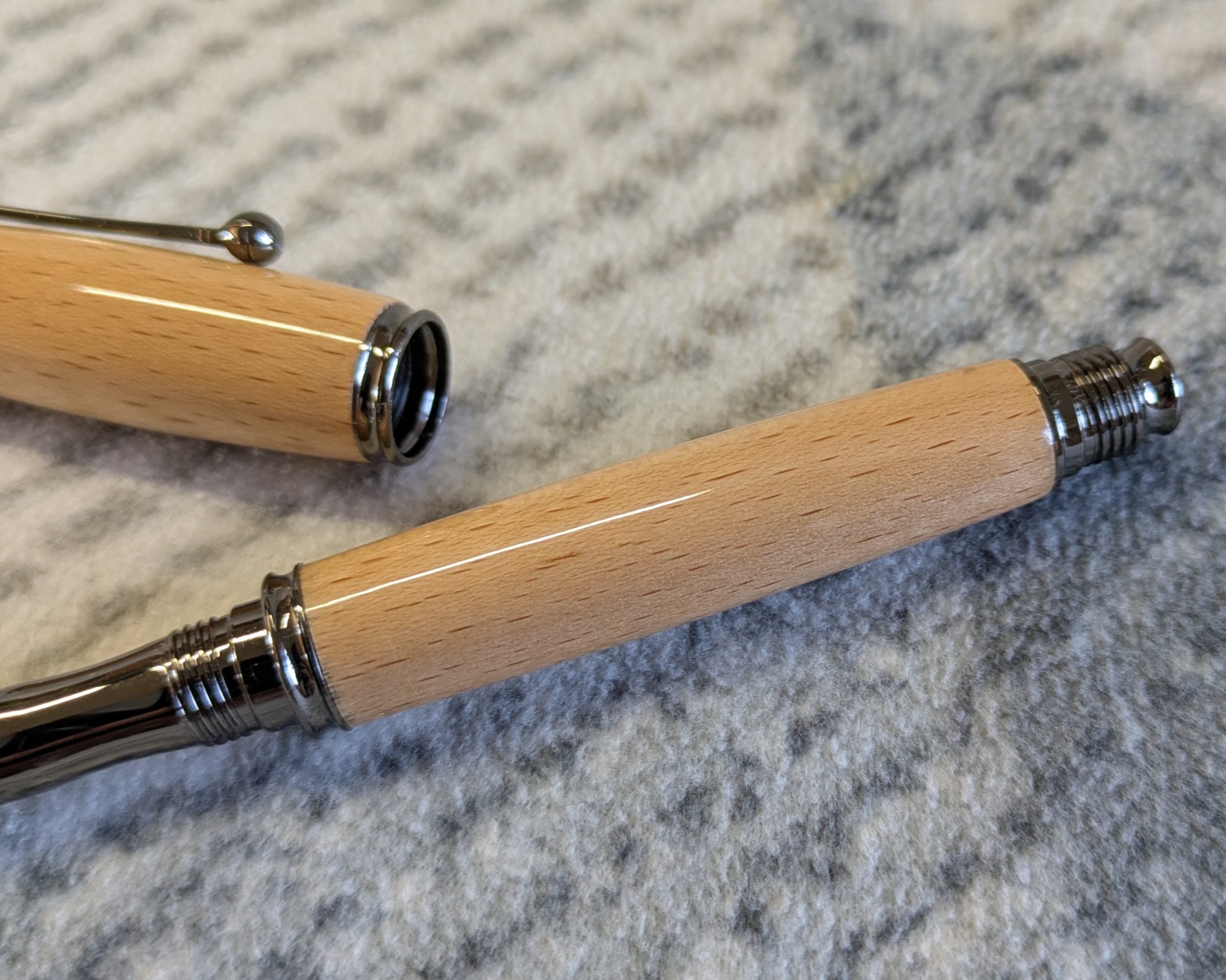 Wooden Omega-style fountain Pen Made from beech wood, with gun metal fittings