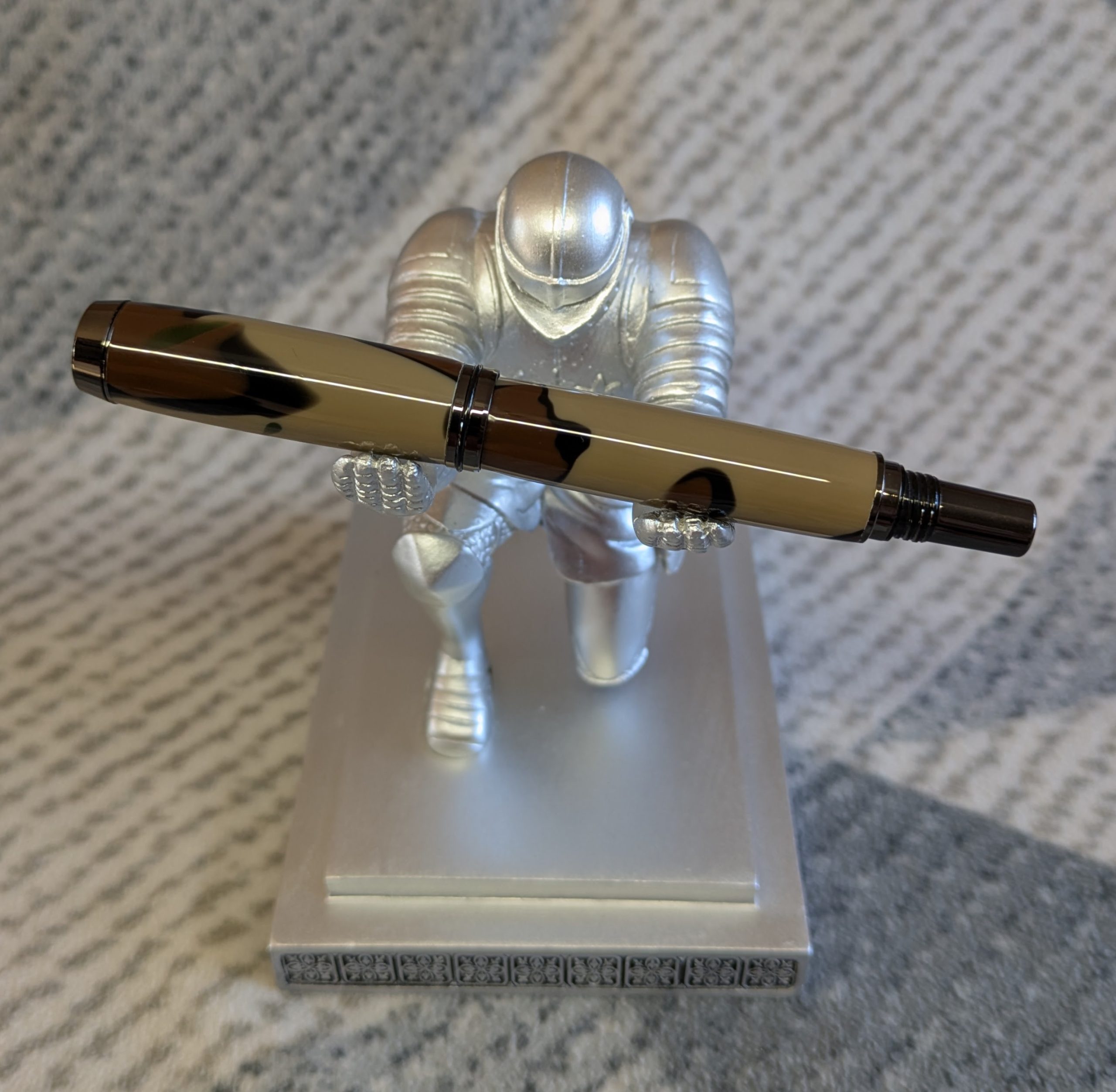 Jr Gentleman-style rollerball pen made from camouflage coloured acrylic with gun metal fitting