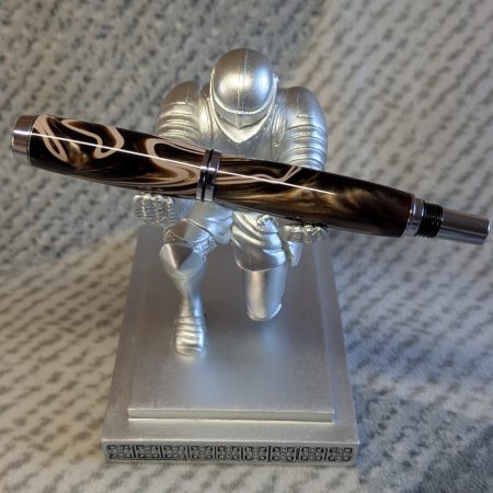 Jr Gentleman-style rollerball pen made from shimmering brown coloured acrylic with chrome fittings