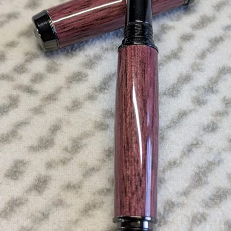Hand turned Jr-Gentlemen style fountain pen made in Purple heart wood with gun metal fittings
