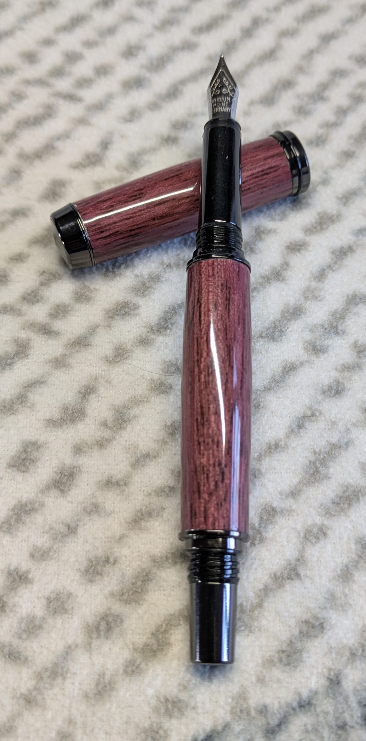 Hand turned Jr-Gentlemen style fountain pen made in Purple heart wood with gun metal fittings