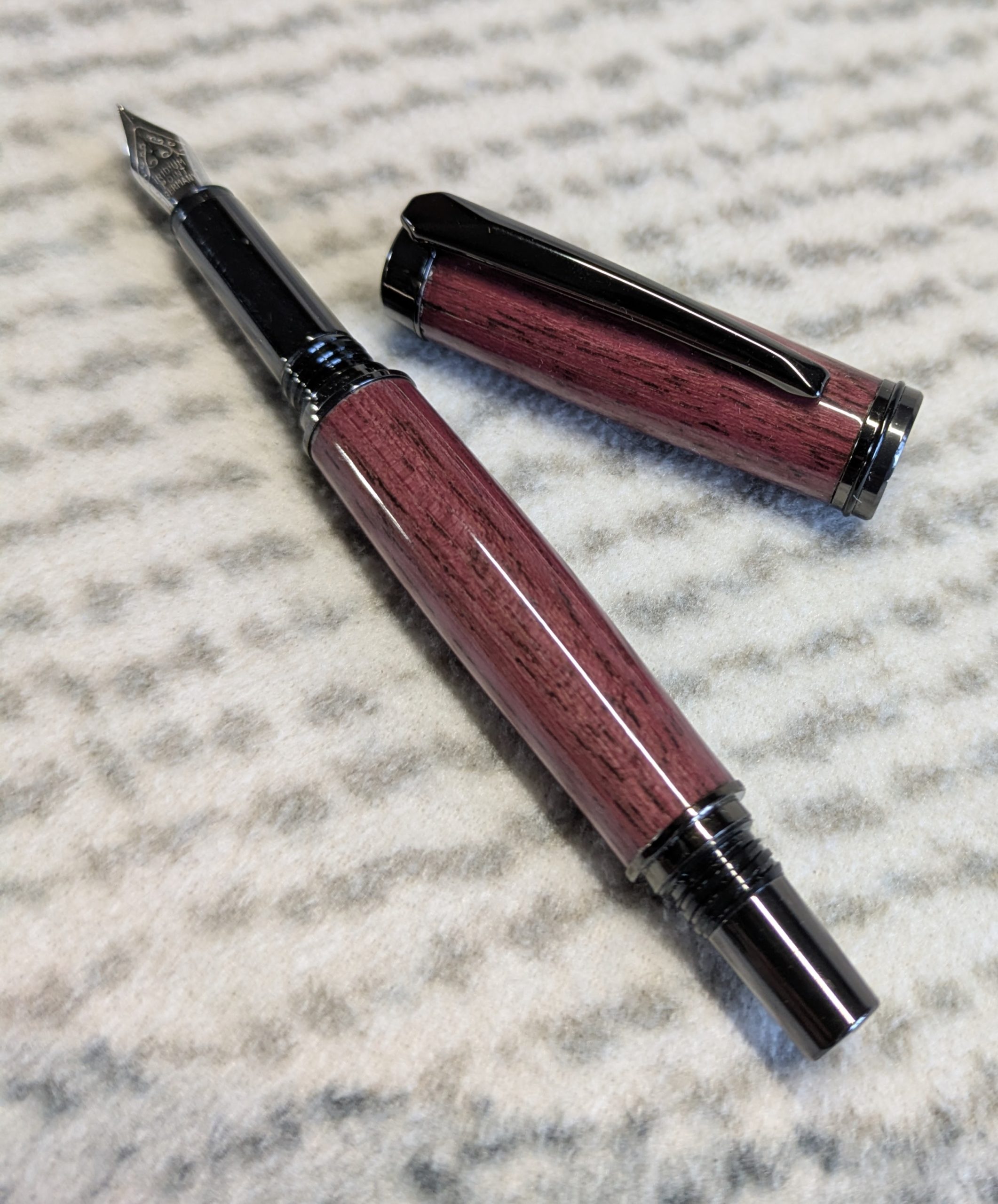 Hand turned Jr-Gentlemen style fountain pen made in Purple heart wood with gun metal fittings