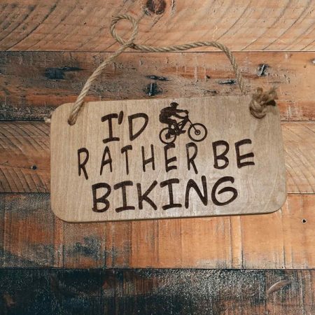 Engraved double sided biking hanging wooden sign