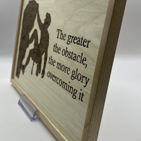 Climber Engraved in Walnut Veneer on Maple, Framed